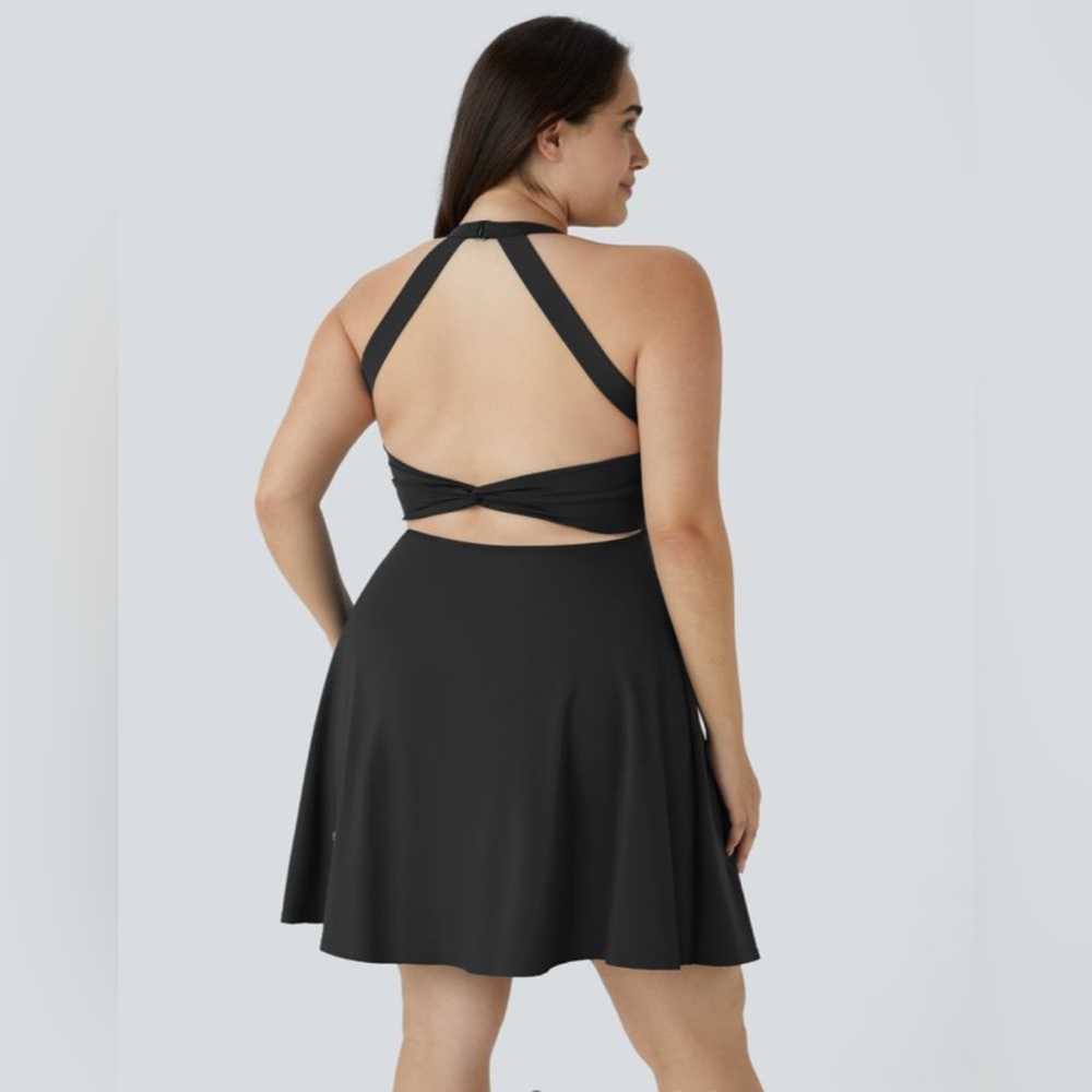 HALARA U Neck Cut Out 2-in-1 Pocket Mini Barre Ballet Dance Dress | 3X Long - Picture 2 of 8